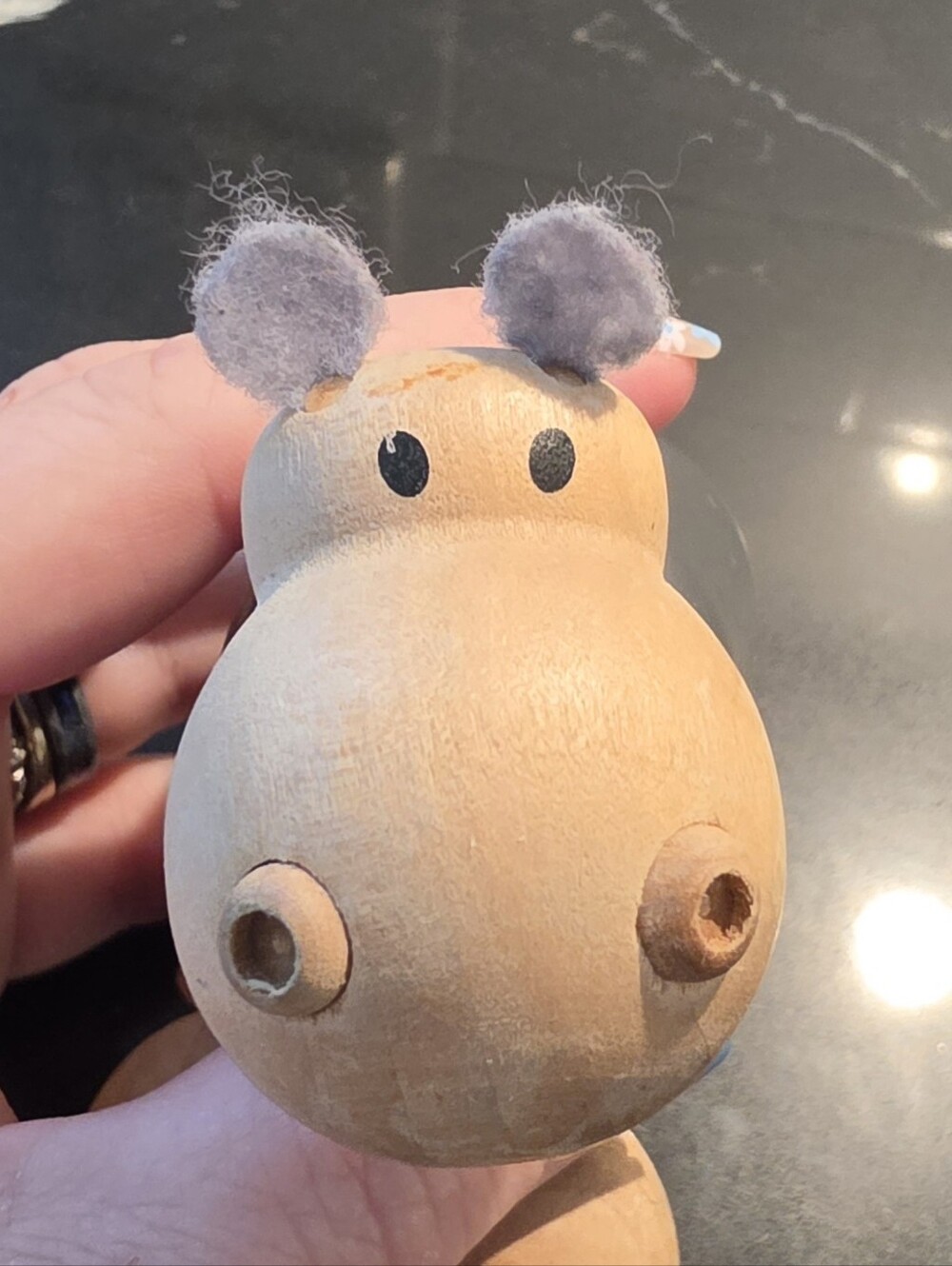 Vintage Anamalz Wooden Hippo Figurine